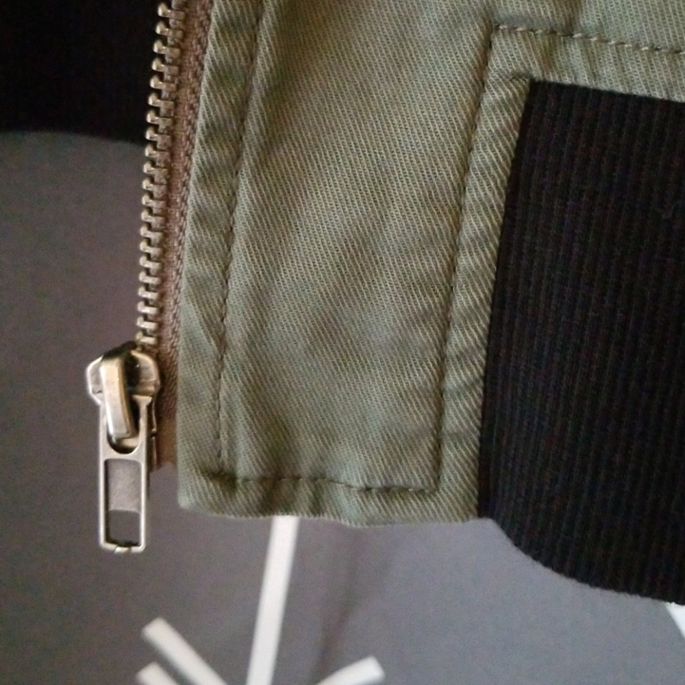 SANCTUARY Army Green Twill Bomber Jacket small - Picture 4 of 6